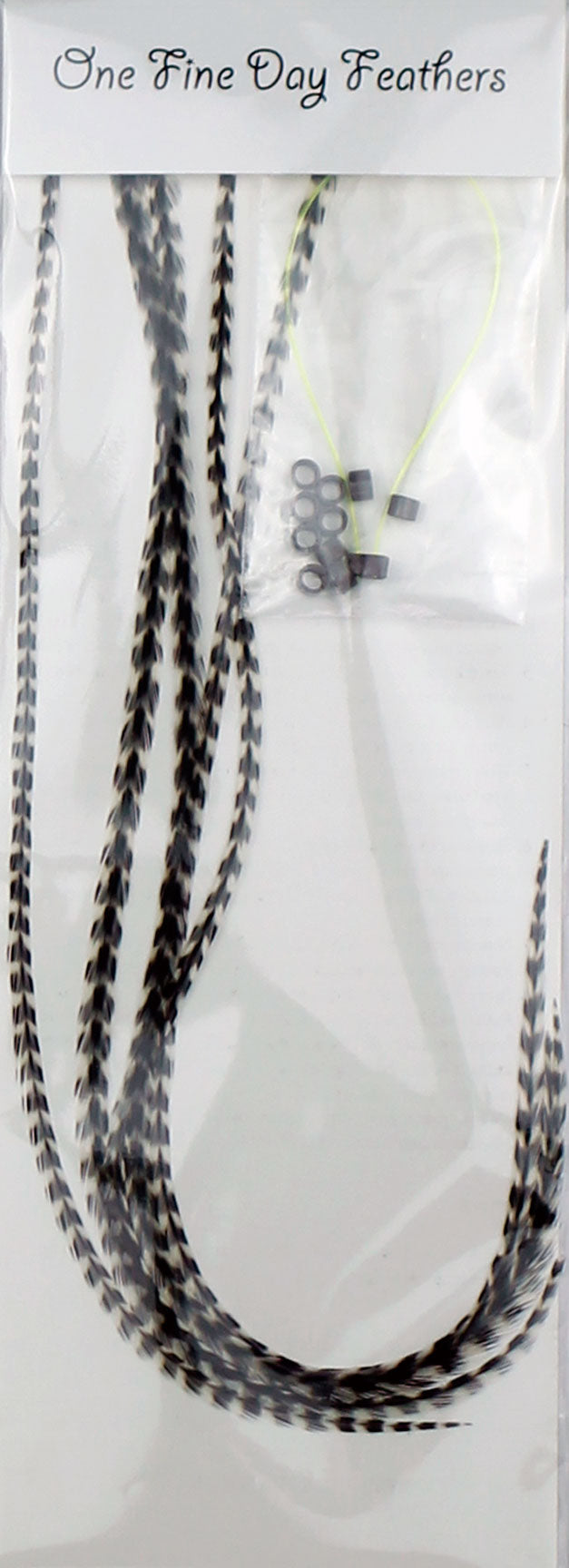 5 Long 11 -13 inch (28 - 33cm) Feather Hair Extensions - All Grizzly