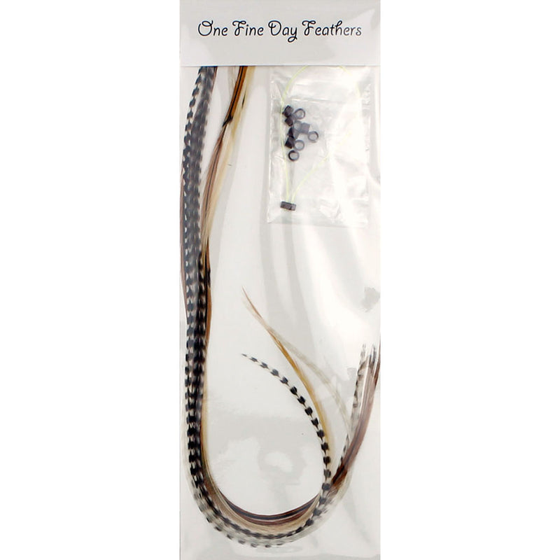 7 Long 11 -13 inch (28 - 33cm) Feather Hair Extensions - Mixed Naturals